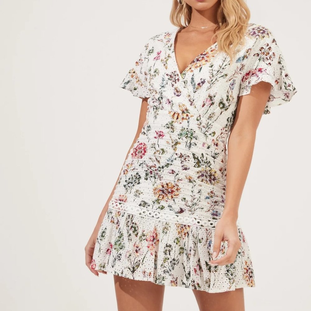ASTR the Label floral eyelet mini dress, XS
